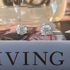 Fantasia by De Serio 3ctw Cz Stud Earrings 14k White Gold Setting